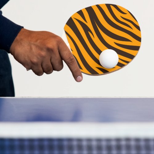 Tiger Stripe black Orange Wild Animal skin pattern Ping Pong Paddle