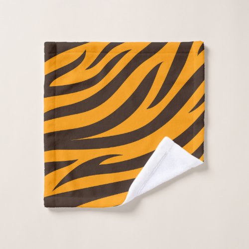Tiger Stripe black Orange Wild Animal skin pattern Wash Cloth
