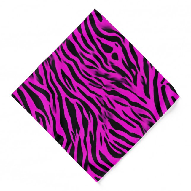 Tiger Stripe black pink Wild Animal skin pattern Bandana (Front)