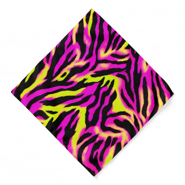 Tiger Stripe black pink Wild Animal skin pattern Bandana (Front)
