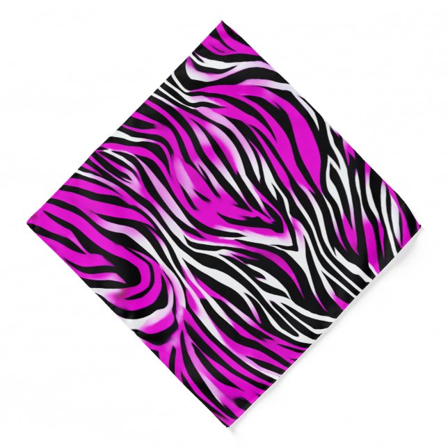 Tiger Stripe black pink Wild Animal skin pattern Bandana (Front)
