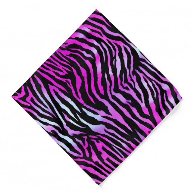 Tiger Stripe blue pink Wild Animal skin pattern Bandana (Front)