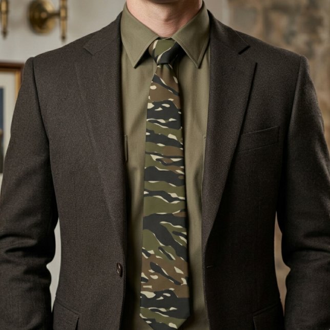 Tiger Stripe Camouflage Pattern Neck Tie (Creator Uploaded)