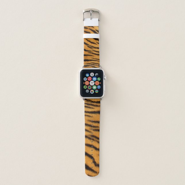Tiger Stripe Faux Fur Apple Watch Band (Front)
