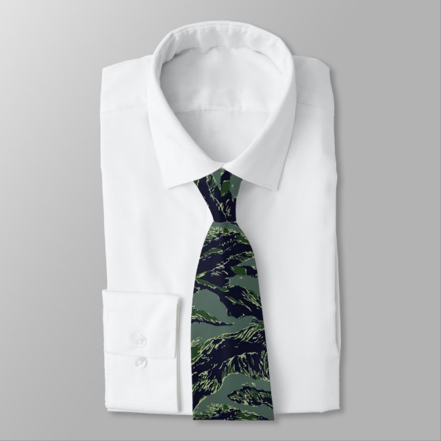 Tiger Stripe Forest Military Camouflage Neck Tie (Tied)