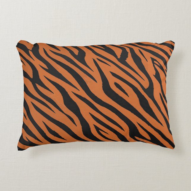 Tiger Stripe Fur Pattern Accent Pillow (Front)
