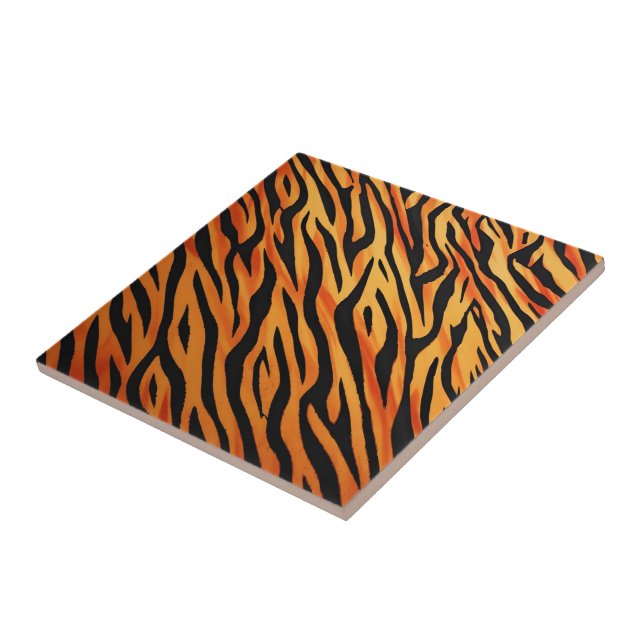 Tiger Stripe Fur Pattern Ceramic Tile (Side)