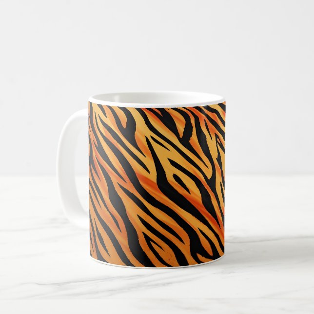 Tiger Stripe Fur Pattern Coffee Mug (Front Left)