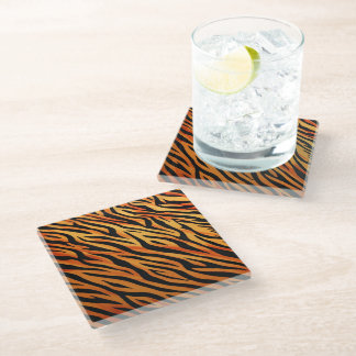 Tiger Stripe Fur Pattern Glass Coaster