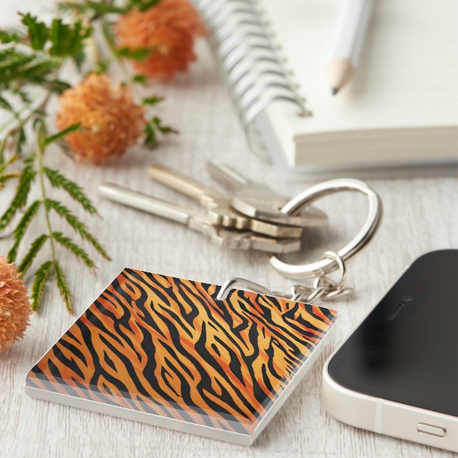Tiger Stripe Fur Pattern Keychain (Front Right)