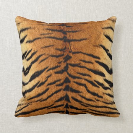 Tiger Stripe Fur Print Throw Pillow