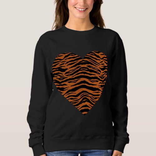 Tiger Stripe Heart Big Cat Safari Animal Lover Wom Sweatshirt