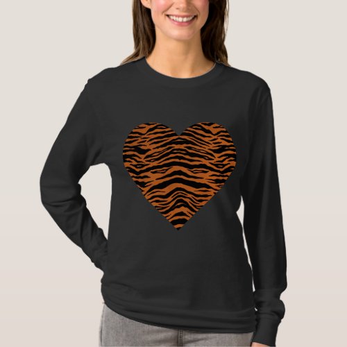 Tiger Stripe Heart Big Cat Safari Animal Lover Wom T_Shirt