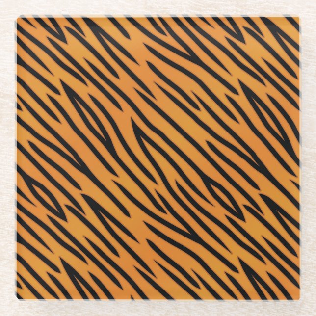 Tiger Stripe Pattern Glass Coaster (Front)
