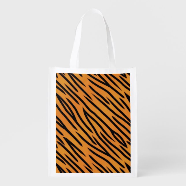 Tiger Stripe Pattern Reusable Grocery Bag (Front)