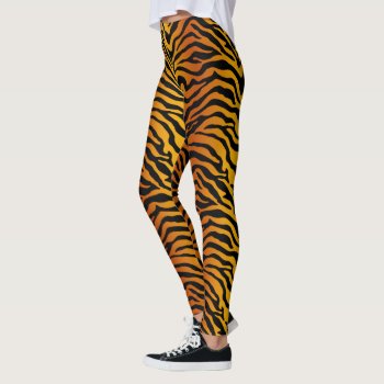 Tiger Stripe Print Leggings by stickywicket at Zazzle