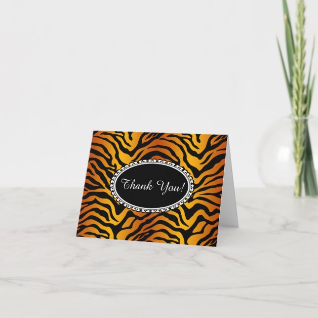 Tiger stripe print letterpress thank you card (Front)