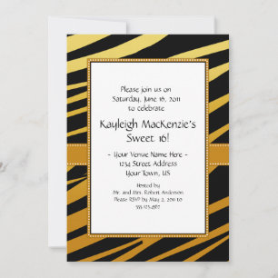 Tiger Stripe Sweet 16 Invitation