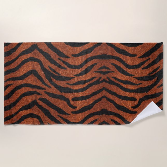 Tiger Stripe Wild Pattern Beach Towel (Front)