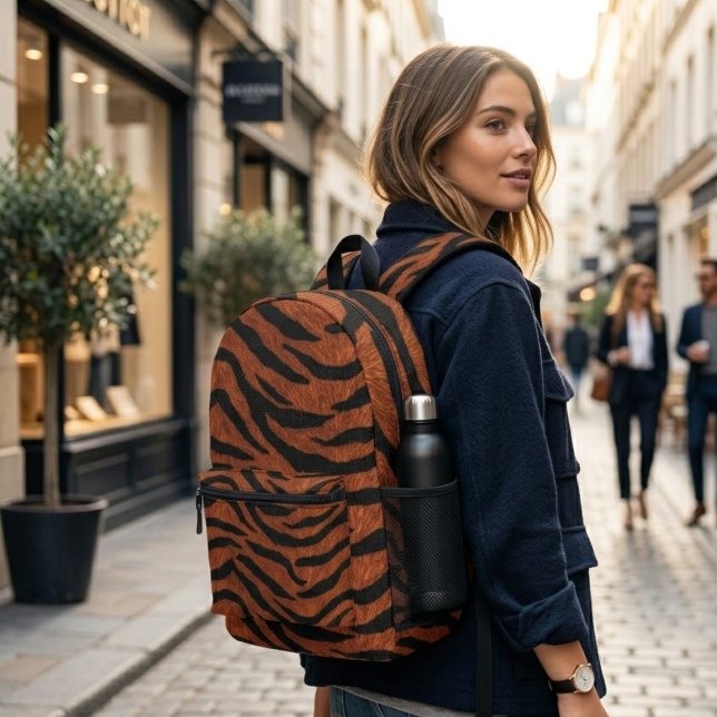 Tiger Stripe Wild Pattern Printed Backpack (Creator Uploaded)
