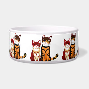 Tiger Striped Cat and Ginger Kitten Bowl