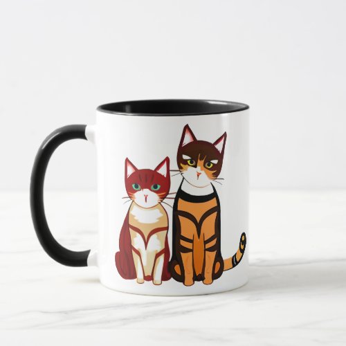 Tiger Striped Cat and Ginger Kitten Mug