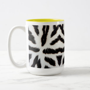 Tiger Striped Fur Pattern Black and White Two-Tone Coffee Mug