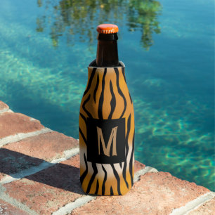 Tiger Striped Monogrammed  Bottle Cooler