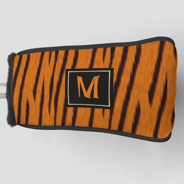 Tiger Striped Monogrammed  Golf Head Cover (Front)