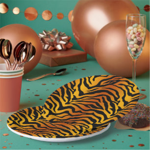 Tiger striped paper plates