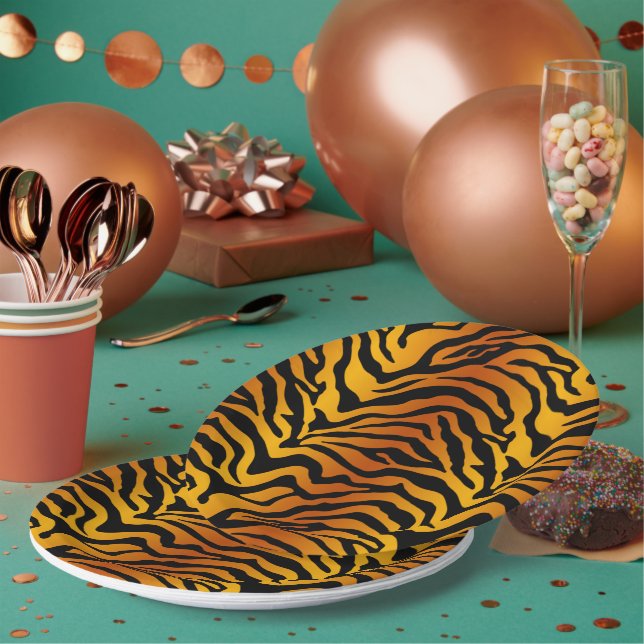 Tiger striped paper plates (Multi)