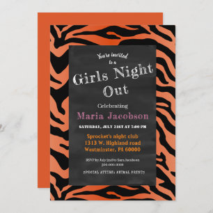 Tiger striped print chalkboard party invitation