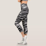 Tiger Stripes Animal Fur Metallic Silver Capri Leggings<br><div class="desc">This design may be personalized by choosing the customize option to add text or make other changes. If this product has the option to transfer the design to another item, please make sure to adjust the design to fit if needed. Contact me at colorflowcreations@gmail.com if you wish to have this...</div>