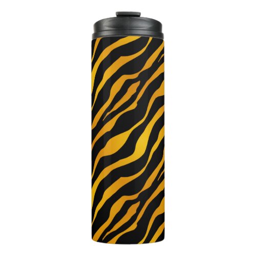 Tiger Stripes Animal Print Amber and Black Thermal Tumbler