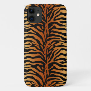 Tiger Stripes Animal Print, Amber, Black and Tan iPhone 11 Case