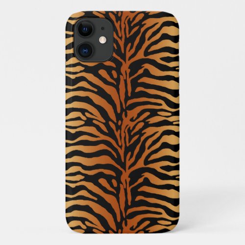 Tiger Stripes Animal Print Amber Black and Tan iPhone 11 Case