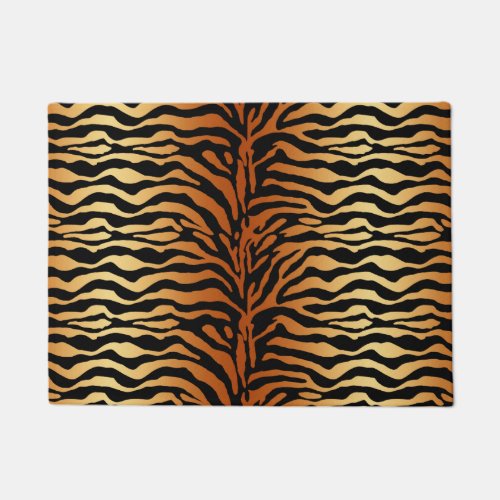 Tiger Stripes Animal Print Amber Black and Tan Doormat