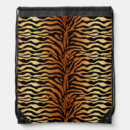 Tiger Stripes Animal Print Amber Black and Tan Drawstring Bag