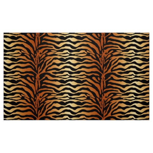 Tiger Stripes Animal Print Amber Black and Tan Fabric