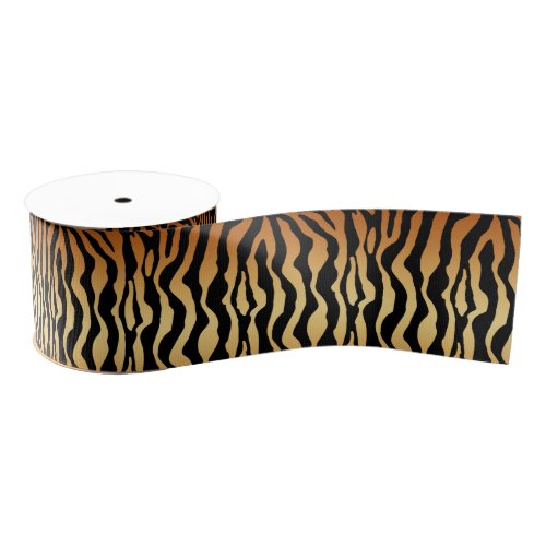 Tiger Stripes Animal Print Amber Black and Tan Grosgrain Ribbon