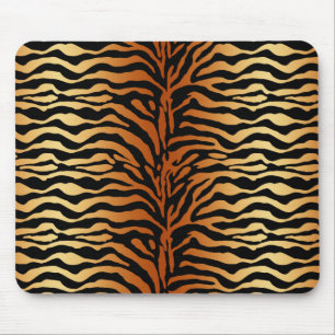 Tiger Stripes Animal Print, Amber, Black and Tan Mouse Pad