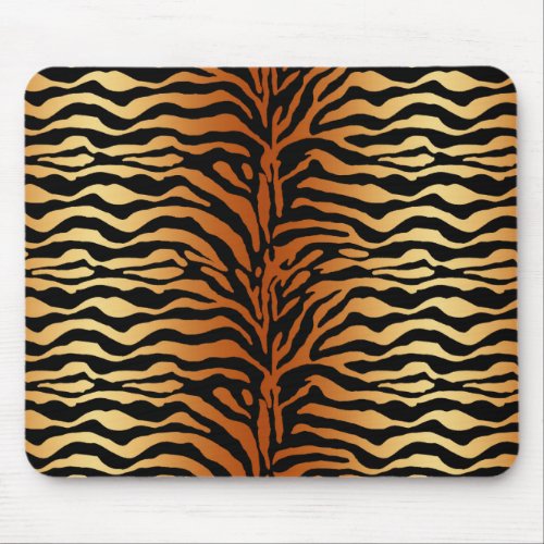 Tiger Stripes Animal Print Amber Black and Tan Mouse Pad