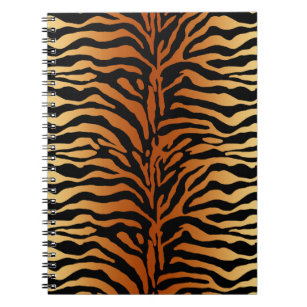 Tiger Stripes Animal Print, Amber, Black and Tan Notebook