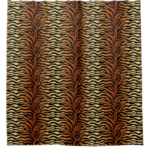 Tiger Stripes Animal Print Amber Black and Tan Shower Curtain