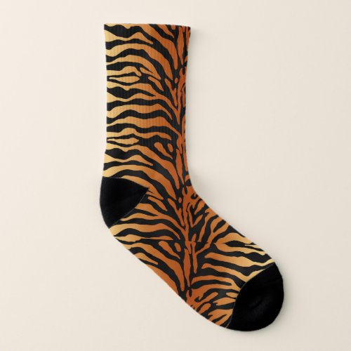 Tiger Stripes Animal Print Amber Black and Tan Socks