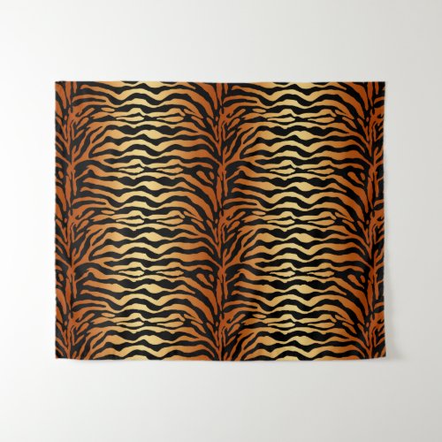 Tiger Stripes Animal Print Amber Black and Tan Tapestry