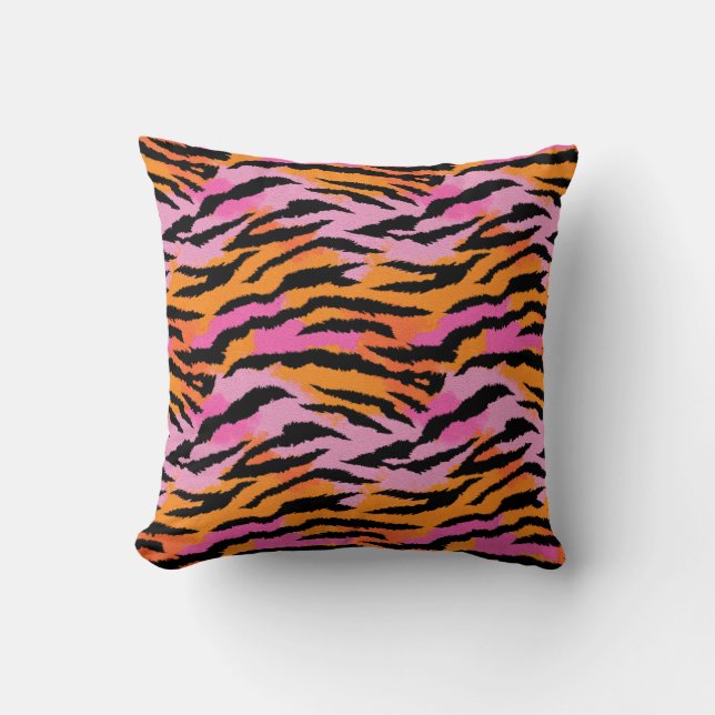 Tiger Stripes Animal Print Bold& Glamorous Throw Pillow (Front)