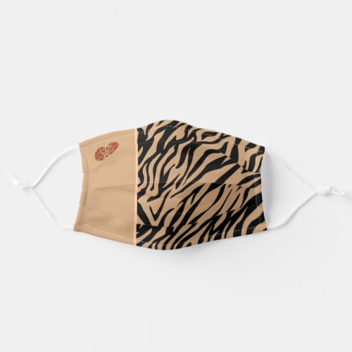 Tiger Stripes Animal Print Heart Beige Pattern Adult Cloth Face Mask