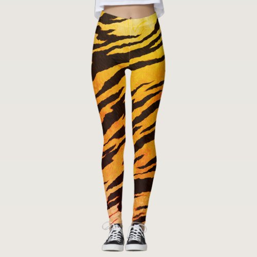 Tiger Stripes Animal Print Pattern Leggings