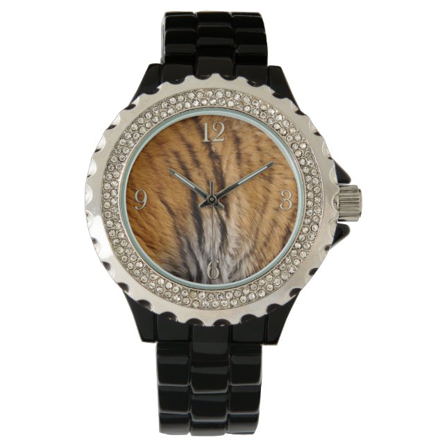 Tiger Stripes Big Cat India Wildlife Faux Fur Watch (Front)